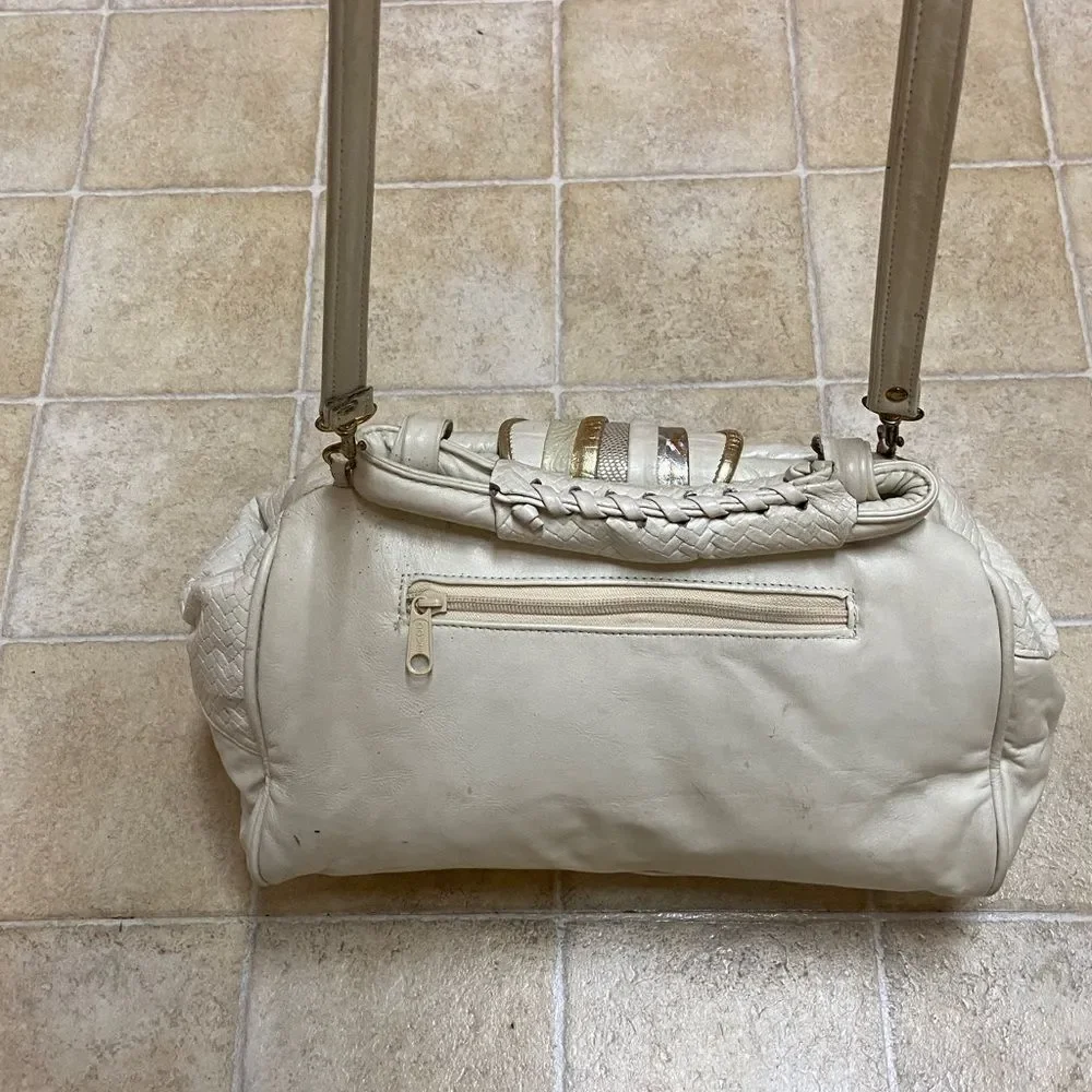 VTG,BAGS BY PINKY GENUINE LEADER MADE IN USA Elegant Cream and Gold Women's Bag - Picture 3 of 16